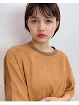 グッデイ ヘアー(GOOD DAY HAIR)&nbsp;ミニボブ 毛先パーマ　黒髪 シアーグレージュ　くすみベージュ