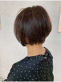 前髪長め/グラデーションショート/ひし型/小顔/白髪染め/40代