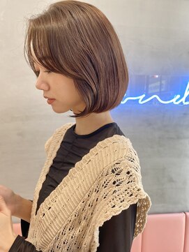 ロンドポレール 北千住(Lond polaire) 【伊勢】ぱつっとボブ/セクションカラー/ペールベージュ