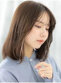 細めハイライト先パーマ透明感カラー丸みボブp小山10代20代