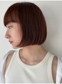 チェリーブラウン 美髪 丸みボブ 艶カラー 透明感