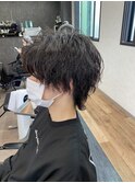 Men'sスタイル/ウルフパーマ×アッシュブラック 10代/20代/30代