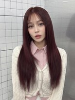 ロムーク 表参道(LOMKH)&nbsp;ロングレイヤーカット顔周りシールエクステ秋ヘーゼルグレージュ