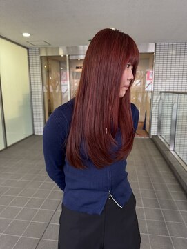 エマノン(EMANON) 福岡天神 ブリーチなしカラー ワインレッド 20代 30代 40代