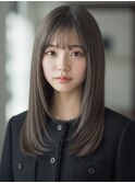 セミロング20代30代ストレートレイヤー前髪なし前髪あり越谷