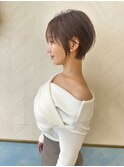 ショート×ハイライト白髪ぼかし×シルキーベージュ[心斎橋]