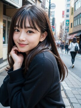 オルク 札幌大通(Orque) ストレートワンカールレイヤースタイルベージュ系カラー