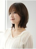 切りっぱなしショート・ボブ/絶壁解消/前髪なし/40代/30代/丸顔