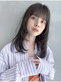 透明感グレージュロングレイヤー似合わせ顔周りカット顔まわり
