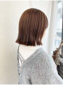 切りっぱなしボブ×オレンジブラウン