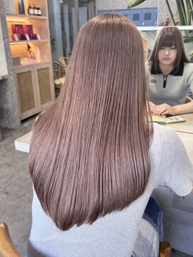 サンク 原宿 表参道(cinq) ブリーチなしダブルカラーブラウン韓国ヘアボブヘーゼルベージュ