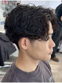 波巻きスパイラルパーマセンターパートカット刈り上げ黒髪fifth
