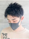 ツーブロック×アップバング◎ワイルドビジネスアッシュブラック