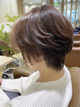 チェリーブラウン×前下がりミニショート