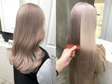 透明感溢れるブリーチダブルカラー！［ミルクティーベージュ］