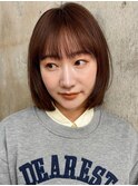 ボブ ボブカット 前髪 チョコレートブラウン つやカラーカット