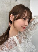 顔周りカット グレージュ 触覚 サイドテール ワンホンレイヤー
