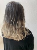 グラデーションカラー_マロンベージュ Aラインボブ かきあげ