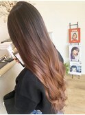 ブリーチバレイヤージュピンクベージュ髪質改善トリートメント