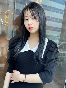 イトシテ ネイビーグレージュ×韓国風ロング【本多身和子】