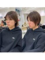 前髪なし小顔ひし形丸み耳掛けショート20代30代40代50代（蘭）
