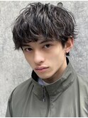 メンズパーマ波巻きパーマツイストスパイラルセンターパート韓国