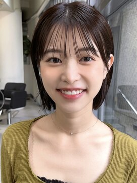 メゾンアクア 表参道(Maison ACQUA) ＋切りっぱなしボブルフ/黒髪ネビージュ/小顔ワンレン/縮毛矯正