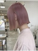ペールピンク〇ぱつボブ