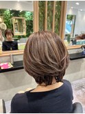 白髪染めミディアムレイヤー＠30代40代50代60代