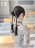 大人可愛いツインお団子