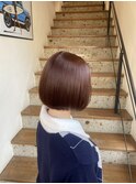 ボブ　丸みボブ　チェリーブラウン