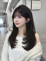マウルルナ(MAEUL luna)&nbsp;ダークブルー　ワンホンレイヤー　顔まわりカット