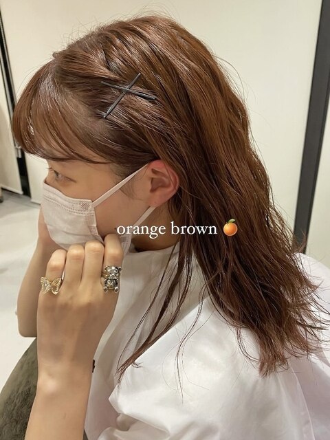 orange brown×wave styling ◎