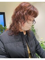 スタイル 茅ケ崎(STYLE)&nbsp;【ハクラ】ウルフパーマ レイヤーカット オレンジカラー