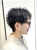 メンズカット/ウルフショート/波巻きスパイラル/谷町四丁目
