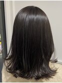 シアーグレージュ 暗髪 艶カラー