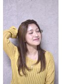 ロングレイヤー/グレージュ/小顔/ヘルシースタイル