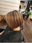 白髪ぼかしボブ髪質改善白髪染めハイライト30代40代50代東久留米