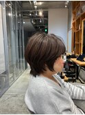 ◇大人40代50代60代ショートボブ丸みショート白髪ぼかし