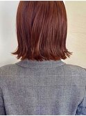 切りっぱなしボブ ＊ オレンジブラウン　外ハネボブウルフ