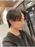 ニュアンスパーマハンサムショートセンターパートシースルー