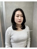 ロウ 札幌(ROW) ミディアムレイヤー/レイヤーカット/グレージュ/韓国ヘア