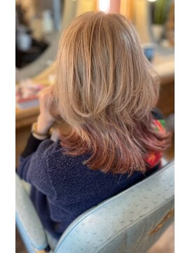 エンドカラー（ミルクティーベージュ×チェリーブラウン）