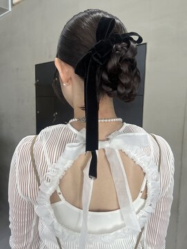 ヘアー アイス ルーチェ(HAIR ICI LUCE) ブリーチなしくすみベージュ冬カラーお呼ばれヘアアレンジ/今枝