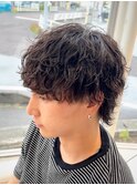 波巻きパーマ/波巻きスパイラル/ウルフパーマ/メンズウルフ
