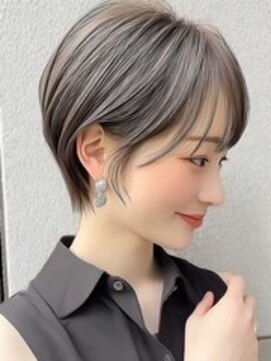 ニド(Nido.) 小顔丸みショートボブ☆ひし形シルエット×シースルーバング