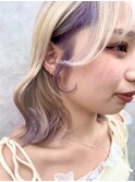 千葉駅/ミルクティーブロンド/ダークブルー/デジタルパーマ