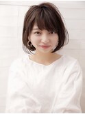 頭の形が綺麗に前下がり耳掛け丸みナチュラルボブ 20代30代