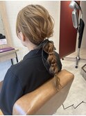 ロープ編み玉ねぎヘア