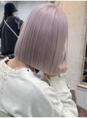 ピンクベージュブリーチダブルカラーハイトーンケアブリーチボブ
